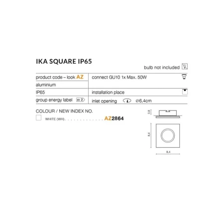 Oprawa do wbudowania Ika Square IP65 AZ4231 - Azzardo