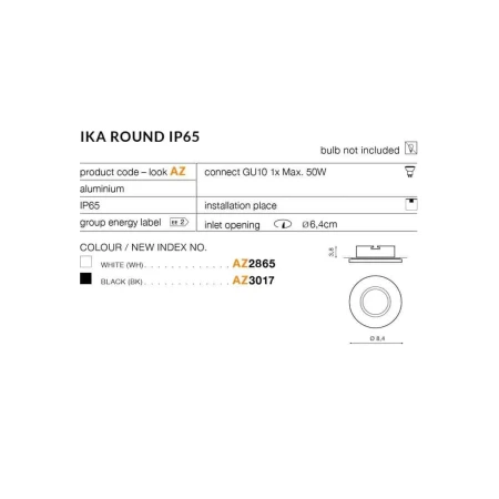 Oprawa do wbudowania Ika Round IP65 AZ4232 - Azzardo