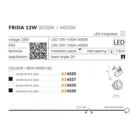 Reflektor do wbudowania Frida 12W 3000K AZ4529 - Azzardo
