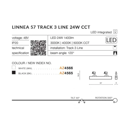 Lampa do szynoprzewodu Linnea 57 3Line 24W CCT AZ4565 - Azzardo