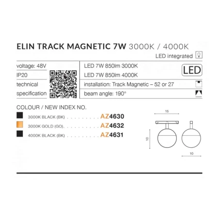 Lampa do szyn magnetycznych Elin 7W 3000K AZ4630 - Azzardo
