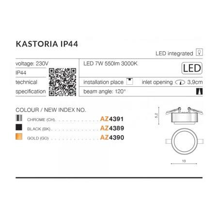 Azzardo Oprawa do wbudowania Kastoria 3000K IP44 AZ4390