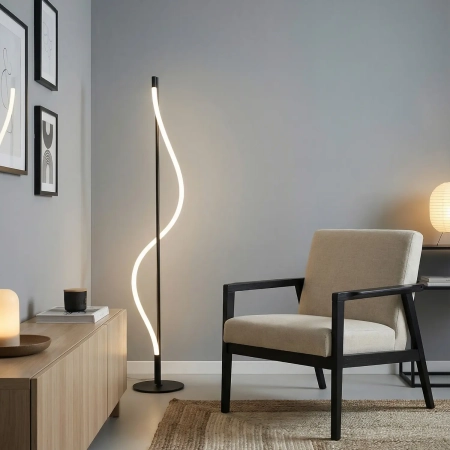 Azzardo Lampa podłogowa aluminiowa czarna z tkaniną AZ6749 z serii IVY FLOOR