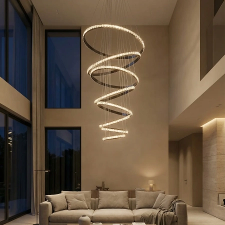 Azzardo Lampa wisząca czarna kryształowa 8-punktowa AZ6774 z serii AZALEA SPIRAL