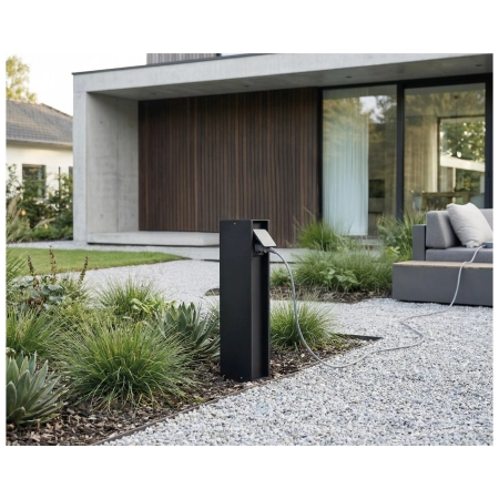 Azzardo Słupek ogrodowy aluminiowy czarny z gniazdkiem AZ6849 z serii OUTDOOR PLUG