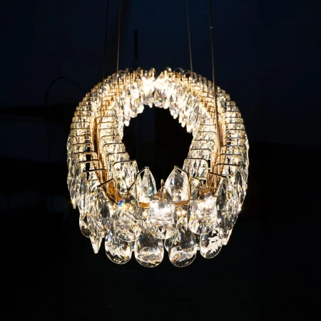 Azzardo Lampa wisząca złota aluminiowa z kryształem 120cm AZ6905 z serii BARLETTA