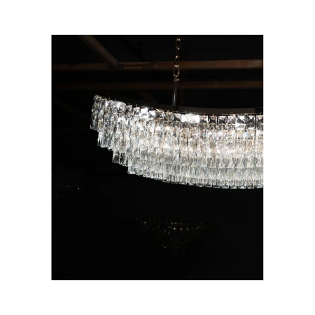 Azzardo Lampa wisząca złota kryształowa 120cm 18-punktowa AZ6913 z serii ZAMBEZI
