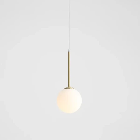 Lampa wisząca szklana kula mosiądz