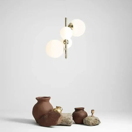 Lampa wisząca w kolorze złotym + białe kule do salonu BLOOM 4 GOLD 1091L30 - Aldex