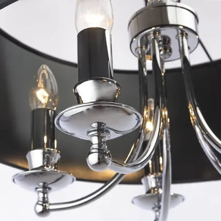 Lampa Hampton wisząca glamour czarna do salonu  ABU DHABI P05697CH-BK - Cosmo Light