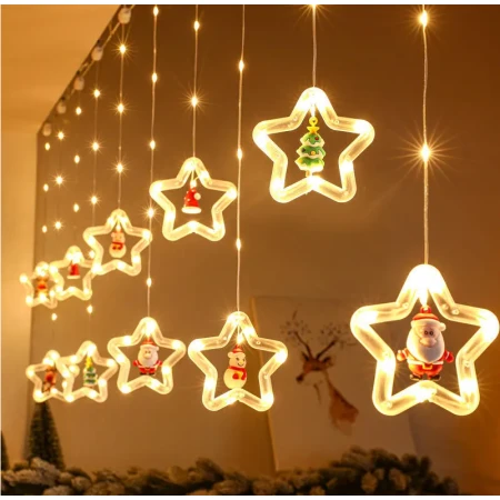Gwiazdki kurtyna świetlna 300L 3W barwa ciepła 1021 - Decorativi
