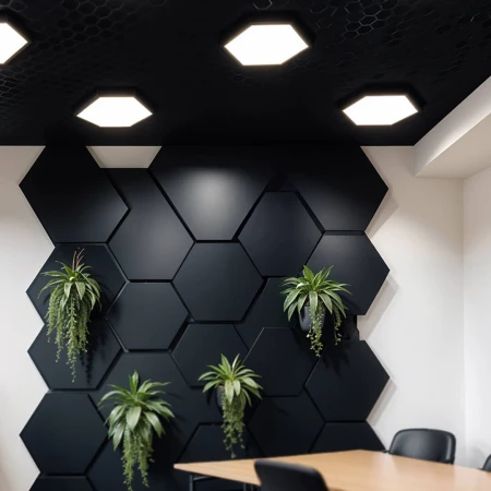 Panel LED Natynkowy HEXAGON  Plaster Miodu Czarny 1227 - Decorativi