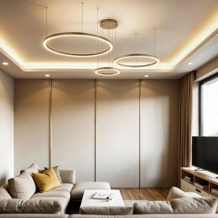 Lampa wisząca Monza okręgi 116W złota 1237 - Decorativi