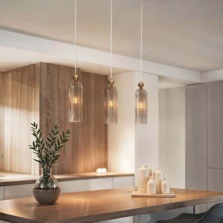 Lampa wisząca potrójna szklana Roxy złota 1240 - Decorativi