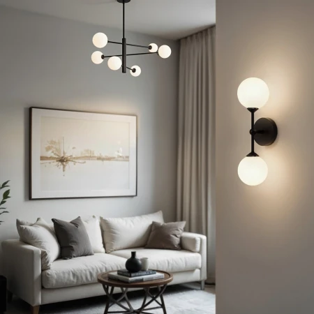 Kinkiet Belgrado + Kule białe  2xG9 czarny 1243 - Decorativi
