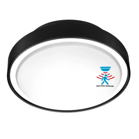 Plafon zewnętrzny IP65 PIR 2xE27 czarny z czujnikiem ruchu i zmierzchu 1362 - Decorativi