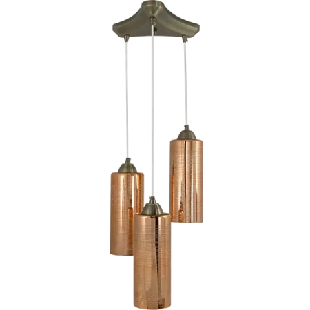 Lampa wisząca 3-punktowa mosiężna ze szklanymi kloszami 1734/3 21QG z serii HALLEY - Lampy Elem