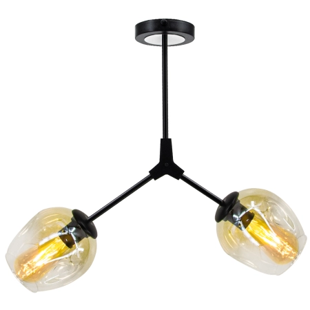 Plafon loft czarny metalowy z dwoma szklanymi kloszami 1962/2 z serii BOSTON - Lampy Elem