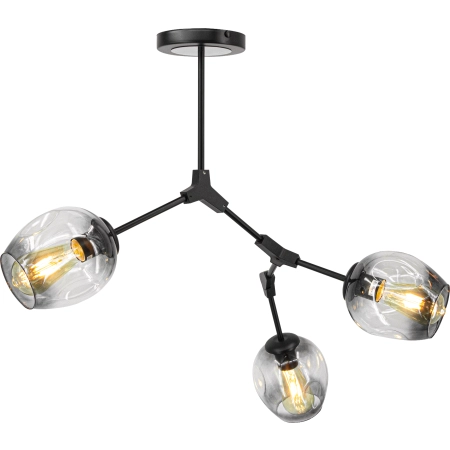 Plafon loft czarny metalowy z 3 szklanymi kloszami 1962/3 z serii BOSTON - Lampy Elem
