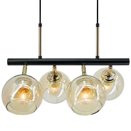 Lampa wisząca czarno-złota 4-punktowa szklana 2208/4 BL TR z serii PIRAN - Lampy Elem