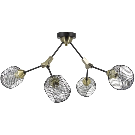 Plafon metalowy czarno-mosiężny 4-punktowy 2217/4 BL 21QG z serii GOYA - Lampy Elem
