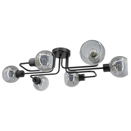 Plafon czarny metalowy z 6 szklanymi kloszami 3040/6 BL z serii TANGO - Lampy Elem