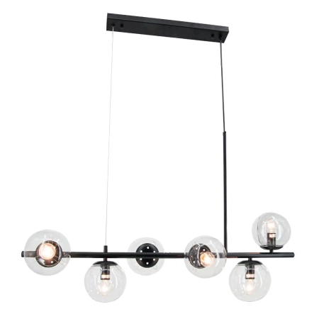Lampa wisząca czarna metalowa z 6 szklanymi kloszami 3400/6 BL z serii DORADO - Lampy Elem