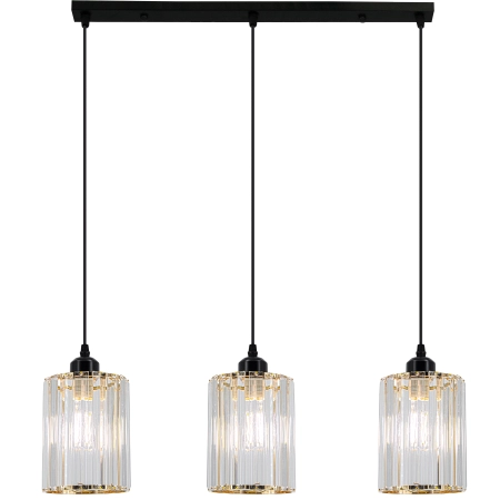Lampa wisząca 3-punktowa czarno-złota szklana 6782/3 BL TR z serii MODENA - Lampy Elem