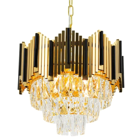 Lampa wisząca złoto-czarna metalowa ze szkłem 40cm 6232/4 TR BL z serii BELIZE - Lampy Elem