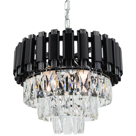 Lampa wisząca szklana czarno-chromowana 40cm 6234/4 BL 8C z serii Bilbao - Lampy Elem