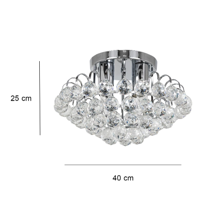 Plafon kryształowy chromowany 40cm 4-punktowy 6773/4 8C - Lampy Elem