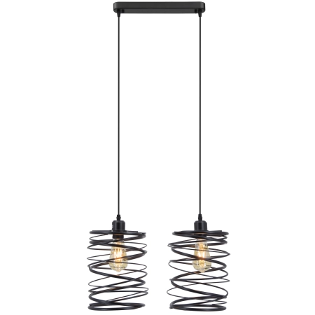 Lampa wisząca metalowa czarna 2-punktowa 6801/2 01 z serii SPRĘŻYNA - Lampy Elem