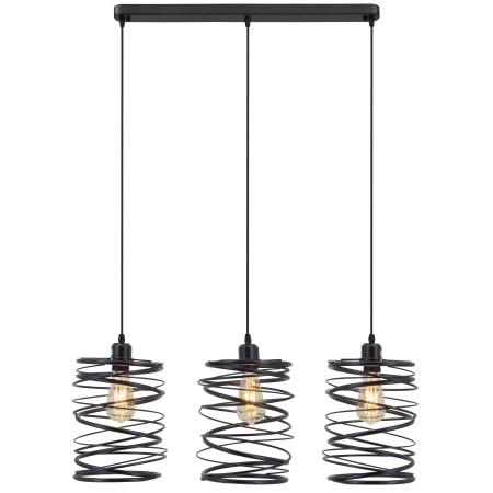Lampa wisząca metalowa czarna 3-punktowa 6801/3 01 z serii SPRĘŻYNA - Lampy Elem