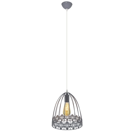 Lampa wisząca metalowa szara ażurowa 6802/1 z serii KLATKA - Lampy Elem