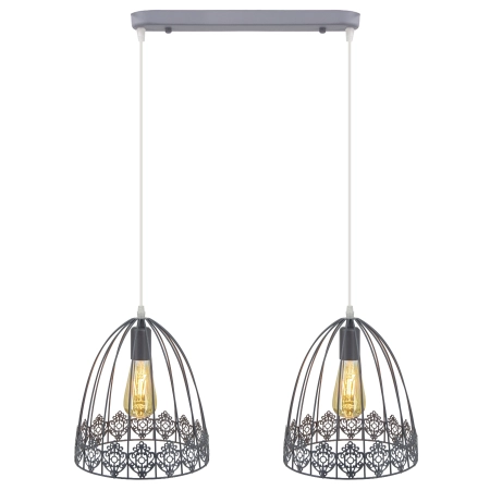 Lampa wisząca metalowa szara 2-punktowa 6802/2 z serii KLATKA - Lampy Elem