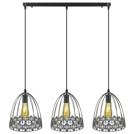 Lampa wisząca metalowa czarna 3-punktowa 6802/3 z serii KLATKA - Lampy Elem