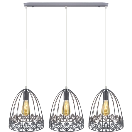 Lampa wisząca metalowa szara 3-punktowa 80cm 6802/3 z serii KLATKA - Lampy Elem