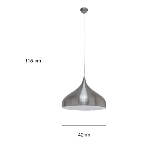Lampa wisząca metalowa srebrna 42cm 8112/1-02 z serii ARON - Lampy Elem