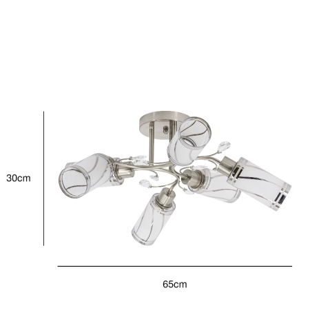 Lampa sufitowa srebrna metalowa 6-punktowa 8267/6 z serii GRACJA - Lampy Elem