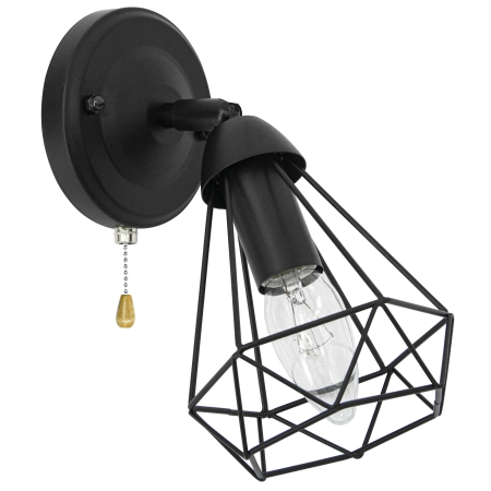 Kinkiet metalowy czarny loftowy z włącznikiem 8414/1 BL z serii MALIBU - Lampy Elem
