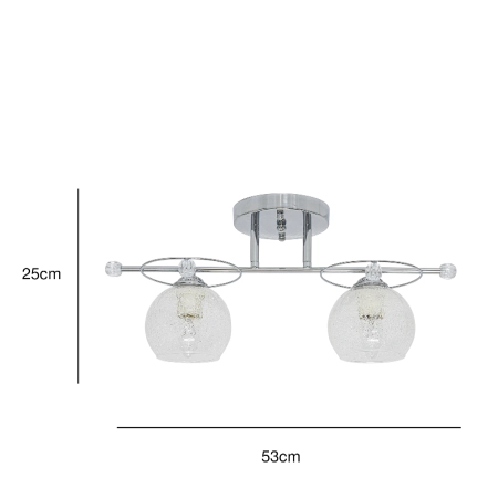 Lampa sufitowa chromowana szklana 2-punktowa 8821/2 z serii KASPER - Lampy Elem