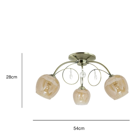 Lampa sufitowa mosiężna 3-punktowa ze szklanymi kloszami 8823/3 z serii CARMEN - Lampy Elem