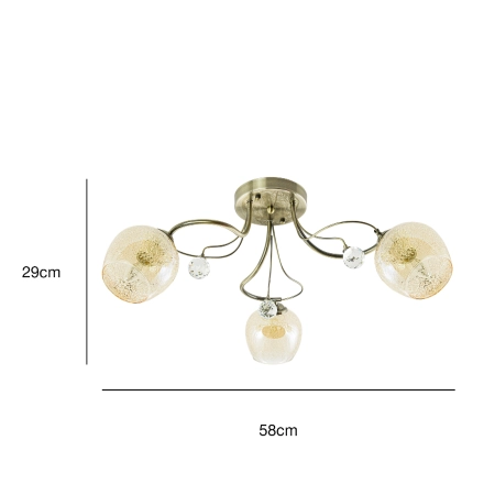 Lampa sufitowa mosiężna 3-punktowa ze szkłem kryształowym 8824/3 z serii BLANCA - Lampy Elem