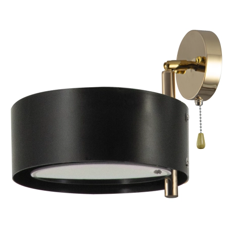 Kinkiet metalowy czarno-złoty z włącznikiem DRS8006/1 TR BL z serii ANTILA - Lampy Elem