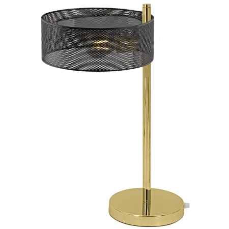 Lampa stołowa metalowa złoto-czarna z kloszem siatkowym DRS8006/1D z serii ANTILA - Lampy Elem