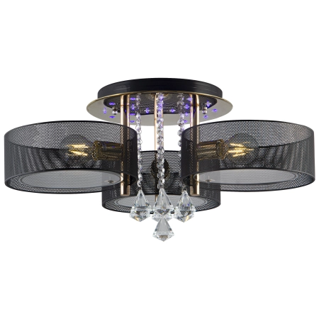 Plafon metalowy czarno-złoty z kryształami DRS8006/3 z serii ANTILA - Lampy Elem