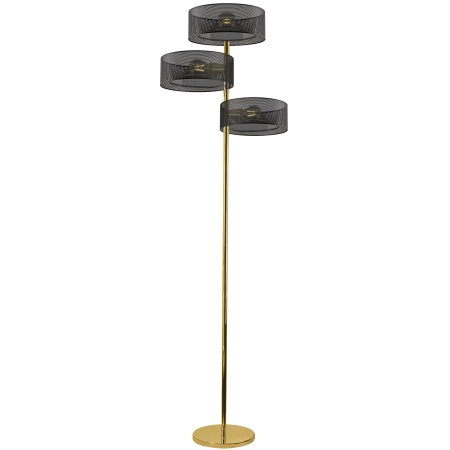 Lampa podłogowa złota z trzema czarnymi kloszami DRS8006/3F z serii ANTILA - Lampy Elem