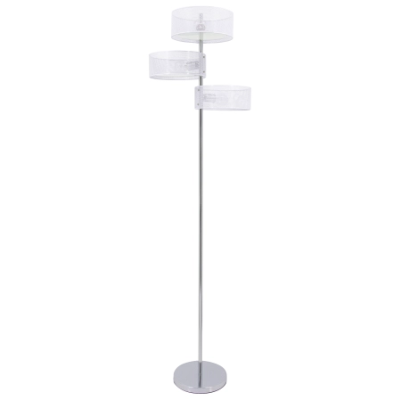 Lampa podłogowa chromowana 3-punktowa z białymi kloszami DRS8006/3F z serii ANTILA - Lampy Elem