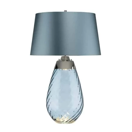 Lampa stołowa Lena niebieskie szkło i jasnoniebieski abażur LENA-TL-L-BLUE  - Elstead