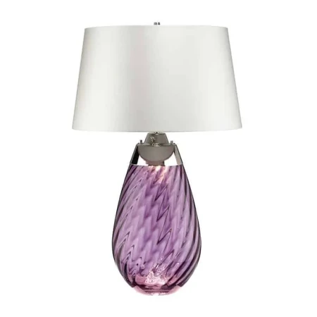 Lampa stołowa Lena śliwkowe szkło i biały abażur LENA-TL-L-PLUM-OWSS  - Elstead